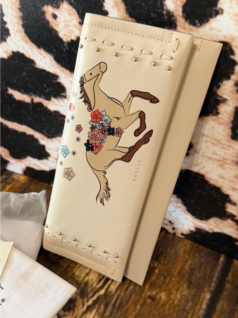 Radley London Kentucky Derby Horse & Flowers 2026 Large Leather Flapover Wallet